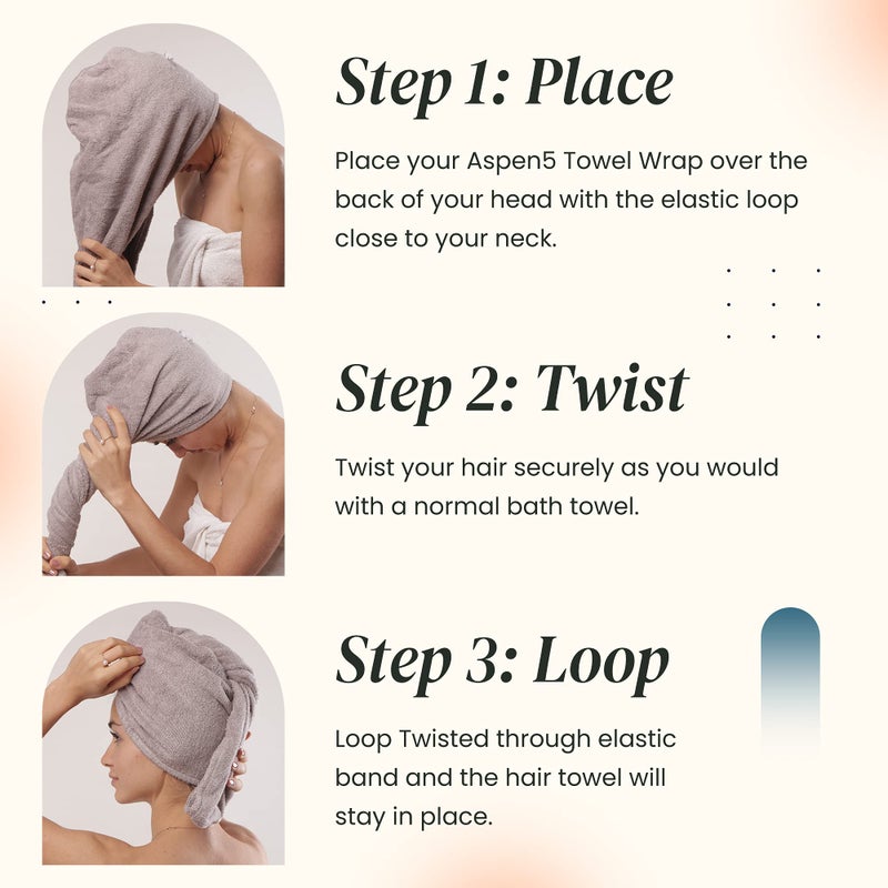 Aspen5 Extra Large Waffle Cotton Hair Towel Wrap - 30 inches Long, 400 GSM, Ultra Absorbent, Quick Dry Hair Turban for Women, Ideal for Long and Curly Hair, Perfect for Plopping (Grey) - Image 2